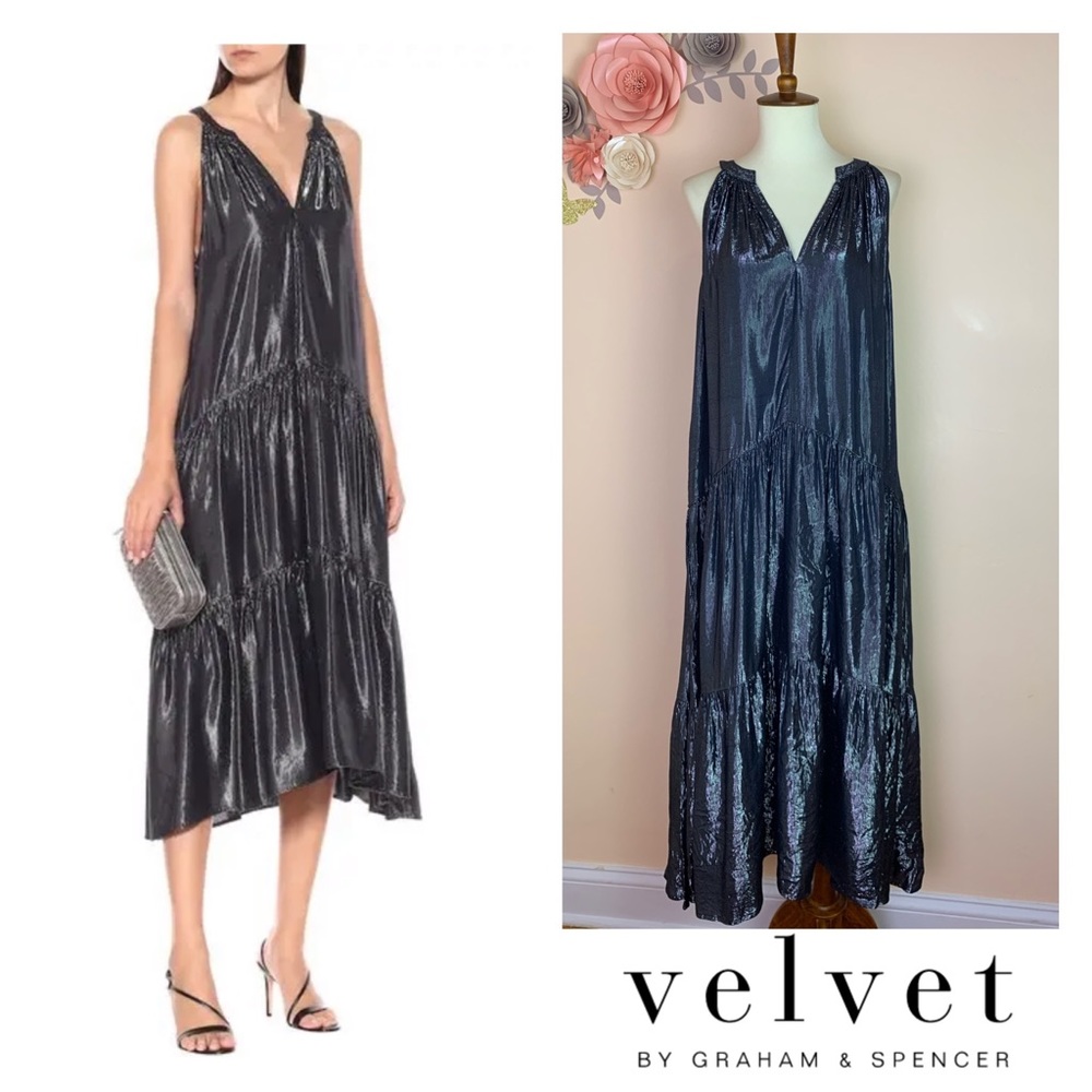 VELVET by Graham & Spencer Metallic Tiered Dress
